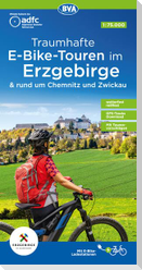 ADFC-Regionalkarte Traumhafte E-Bike-Touren im Erzgebirge, 1:75.000, mit Tagestourenvorschlägen, reiß- und wetterfest, GPS-Tracks Download