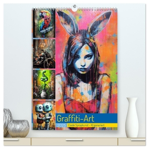 Illgen, Cathrin. Graffiti Art (hochwertiger Premium Wandkalender 2025 DIN A2 hoch), Kunstdruck in Hochglanz - Farbenfrohe Graffiti-Kunst - KI generiert. Calvendo, 2024.