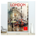 London - ein Regentag (hochwertiger Premium Wandkalender 2024 DIN A2 hoch), Kunstdruck in Hochglanz