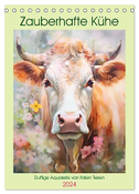 Zauberhafte Kühe. Duftige Aquarelle von tollen Tieren (Tischkalender 2024 DIN A5 hoch), CALVENDO Monatskalender