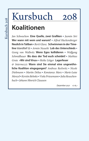 Nassehi, Armin / Peter Felixberger et al (Hrsg.). Kursbuch 208 - Koalitionen. Kursbuch Kulturstiftung, 2021.