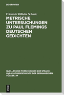 Metrische Untersuchungen zu Paul Flemings deutschen Gedichten