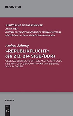 Schurig, Andrea. "Republikflucht" (§§ 213, 214 StGB/DDR) - Gesetzgeberische Entwicklung, Einfluss des MfS und Gerichtspraxis am Beispiel von Sachsen. De Gruyter, 2016.