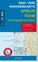 Rad- und Wanderkarte Amrum, Föhr mit Langeneß und Oland 1:30 000