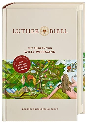 Lutherbibel mit Bildern von Willy Wiedmann. Mit Apokryphen und Familienchronik. Altes und Neues Testament mit den schönsten Bibel-Bildern des Stuttgarter Künstlers auf 36 Farbseiten. - Mit 24 Farbtafeln und Familienchronik. Deutsche Bibelges., 2020.