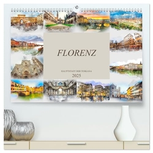 Meutzner, Dirk. Florenz Hauptstadt der Toskana (hochwertiger Premium Wandkalender 2025 DIN A2 quer), Kunstdruck in Hochglanz - Die Stadt Florenz in Aquarell. Calvendo, 2024.