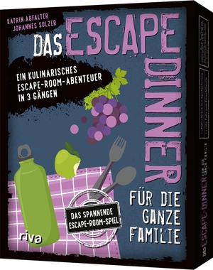 Abfalter, Katrin / Johannes Sulzer. Das Escape-Dinner für die ganze Familie - Ein kulinarisches Escape-Room-Abenteuer in 3 Gängen. Geschenk für Eltern, Kinder, Fans von Escape Room, Rätseln. Zu Geburtstag, Weihnachten, Spieleabend. Ab 8 J.. riva Verlag, 2025.