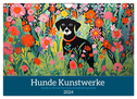 Hunde Kunstwerke - Hunde im Stil des Fauvismus künstlerisch gestaltet (Wandkalender 2024 DIN A4 quer), CALVENDO Monatskalender