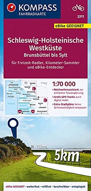 KOMPASS-Karten GmbH (Hrsg.). KOMPASS Fahrradkarte 3311 Schleswig-Holsteinische Westküste 1:70.000 - Brunsbüttel bis Sylt, reiß- und wetterfest mit Extra Stadtplänen. Kompass Karten GmbH, 2022.