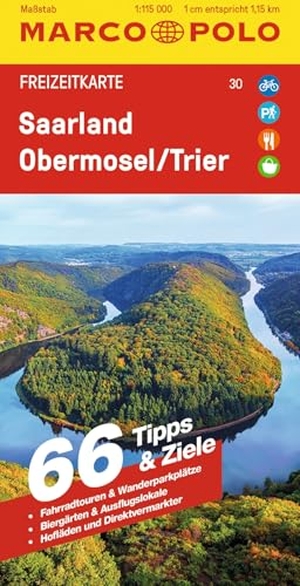 MARCO POLO Freizeitkarte 30 Saarland, Obermosel, Trier 1:115.000. Mairdumont, 2023.