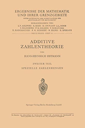 Ostmann, Hans-H.. Additive Zahlentheorie - Zweiter Teil Spezielle Zahlenmengen. Springer Berlin Heidelberg, 2013.