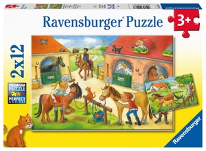 Ravensburger Kinderpuzzle 05178 - Ferien auf dem Pferdehof - 2x12 Teile Puzzle für Kinder ab 3 Jahren. Ravensburger Spieleverlag, 2021.