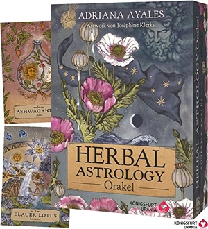 Ayales, Adriana / Joséphine Klerks. Herbal Astrology Orakel: 55 Karten mit Botschaften und Anleitungen - Stülpdeckelschachtel mit Goldprägung, Astrologie Orakelkarten, für moderne Grüne Hexen/Green Witches, Deutsch. Königsfurt-Urania, 2023.