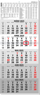 5-Monatskalender 2025 - Büro-Kalender 30x58 cm (geöffnet) - mit Datumsschieber - Zettler - 971-0011