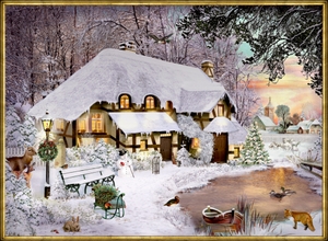 A4-Wand-Adventskalender - Winterliches Cottage. Coppenrath, 2023.