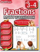 Fractions Math Workbook 3rd and 4th Grade
