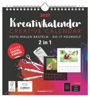 Neumann Verlage GmbH & Co KG (Hrsg.). Kreativkalender M - 2 in 1 2027 - Bastelkalender 21x22 cm mit beidseitigem Design, echtem Bastelkarton und gestaltbarem Titelblatt. Neumann Verlage GmbH & Co, 2026.