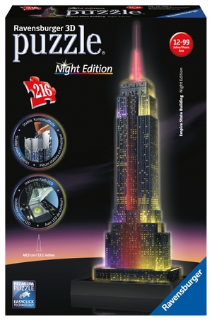Empire State Building bei Nacht. 3D Puzzle 216 Teile - Erleben Sie Puzzeln in der 3. Dimension!. Ravensburger Spieleverlag, 2013.