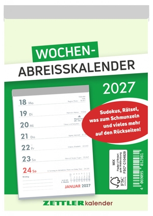 Neumann Verlage GmbH & Co KG (Hrsg.). Wochenabreißkalender 2027. Neumann Verlage GmbH & Co, 2026.