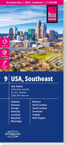 Reise Know-How Landkarte USA 9 Südost 1 : 1.250.000: Missouri, Kentucky, West Virginia, South Carolina, ...