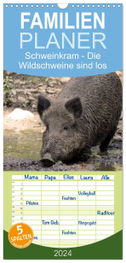 Familienplaner 2024 - Schweinkram - Die Wildschweine sind los mit 5 Spalten (Wandkalender, 21 x 45 cm) CALVENDO