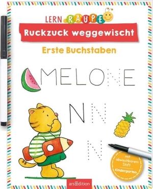 Lernraupe - Ruckzuck weggewischt! Erste Buchstaben - Mit abwischbarem Stift. Ars Edition GmbH, 2025.