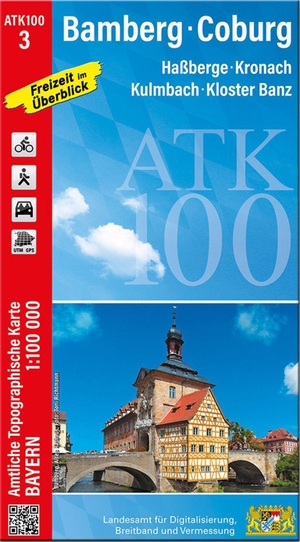 Landesamt für Digitalisierung, Breitband und Vermessung (Hrsg.). ATK100-3 Bamberg - Coburg (Amtliche Topographische Karte 1:100000) - Haßberge, Kronach, Kulmbach, Kloster Banz. LDBV Bayern, 2026.