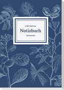 Notizbuch schön gestaltet mit Leseband - A5 Hardcover blanko - 100 Seiten 90g/m² - floral dunkelblau - FSC Papier