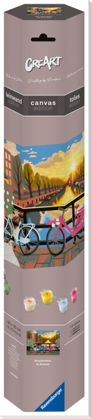 CreArt, Malen nach Zahlen Canvas Leinwand - Amsterdam zum Sonnenuntergang