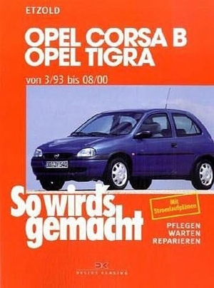 Etzold, Hans-Rüdiger. Opel Corsa B / Opel Tigra - von 3/93 bis 08/00. Benziner: 1,0 l/40 kW (55 PS) 5/97 - 8/00 bis 1,6 l/80 kW (109 PS) 9/93 - 8/94. Diesel: 1,5 l/37 kW (50 PS ) 3/93 - 8/96 bis 1,7 l/44 kW (60 PS) 9/93 - 8/00. Pflegen - warten - reparieren. Delius Klasing Vlg GmbH, 2011.