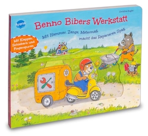 Kugler, Christine. Benno Bibers Werkstatt. Mit Hammer, Zange, Metermaß macht das Reparieren Spaß - Pappbilderbuch mit Klappen und Schiebern ab 2 Jahren. Arena Verlag GmbH, 2024.