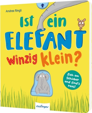 Ist ein Elefant winzig klein? - Witziges Mitmachbuch mit Quatsch-Fragen und großen Schiebern. Esslinger Verlag, 2026.