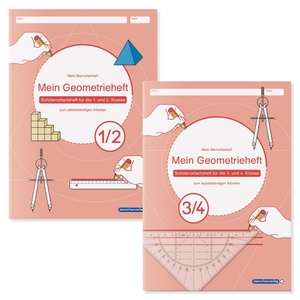 Langhans, Katrin. Mein Geometrieheft 1/2 und 3/4 im Set - geeignet für die 1. bis 4. Klasse, beinhaltet motivierende Arbeitsseiten zum Thema Form und Raum. Sternchenverlag GmbH, 2021.