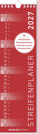 Streifenplaner Mini ROT 2027