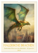 Malerische Drachen (Wandkalender 2024 DIN A3 hoch), CALVENDO Monatskalender