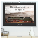 Dampflokomotiven in Spur N (hochwertiger Premium Wandkalender 2024 DIN A2 quer), Kunstdruck in Hochglanz