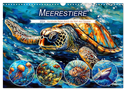 Meerestiere - Kunstvolle Reise durch die Welt der Ozeane (Wandkalender 2024 DIN A3 quer), CALVENDO Monatskalender