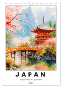 Japan. Impressionen im Aquarell-Stil (Wandkalender 2025 DIN A4 hoch), CALVENDO Monatskalender