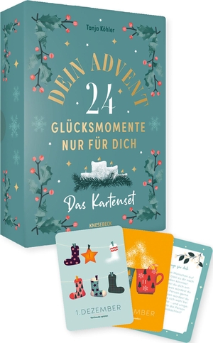 Köhler, Tanja. Dein Advent. 24 Glücksmomente nur für dich - Das Kartenset - Achtsamkeits-Adventskalender mit Selfcare-Impulsen, Reflexionsfragen & kleinen Auszeiten für mehr Ruhe, Vorfreude und Gelassenheit in der Weihnachtszeit. Knesebeck Von Dem GmbH, 2026.