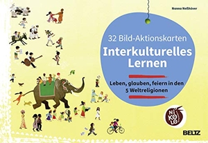 Neßhöver, Nanna. 32 Bild-Aktionskarten Interkulturelles Lernen. Leben, glauben, feiern in den 5 Weltreligionen - Leben, glauben, feiern in den 5 Weltreligionen. Box mit 32 beidseitig bedruckten Bildkarten und 28-seitigem Booklet. Beltz Verlagsgruppe, 2017.