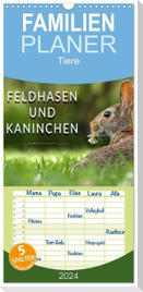 Familienplaner 2024 - Feldhasen und Kaninchen mit 5 Spalten (Wandkalender, 21 x 45 cm) CALVENDO