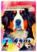 Berner Sennenhund 2024. Schöne Aquarelle der schweizer Hunderasse (Wandkalender 2024 DIN A2 hoch), CALVENDO Monatskalender