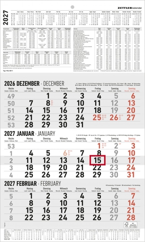 Neumann Verlage GmbH & Co KG (Hrsg.). 3-Monatskalender groß 2027. Neumann Verlage GmbH & Co, 2026.