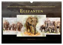 Elefanten - künstlerische Impressionen der größten noch lebenden Landtiere (Wandkalender 2024 DIN A3 quer), CALVENDO Monatskalender