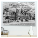 Paris-Impressionen in Schwarz-Weiß (hochwertiger Premium Wandkalender 2025 DIN A2 quer), Kunstdruck in Hochglanz