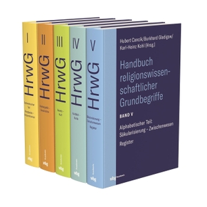Cancik, Hubert / Burkhard Gladigow et al (Hrsg.). Handbuch religionswissenschaftlicher Grundbegriffe (HrwG). 5 Bände. Herder Verlag GmbH, 2021.