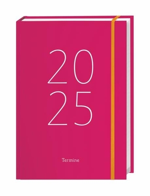 Heye (Hrsg.). Tages-Kalenderbuch A6, pink 2025 - Pinker Terminkalender mit Schulferien und Feiertagen. Buch-Kalender mit Lesebändchen und Gummiband. Taschenkalender 2025 zum Planen von Terminen. Heye, 2024.