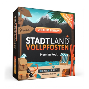Görz, Denis / Ricardo Barreto. DENKRIESEN - STADT LAND VOLLPFOSTEN® - Das Kartenspiel - URLAUBS EDITION - "Meer im Kopf." - Meer im Kopf.. D&R DENKRIESEN GmbH, 2024.