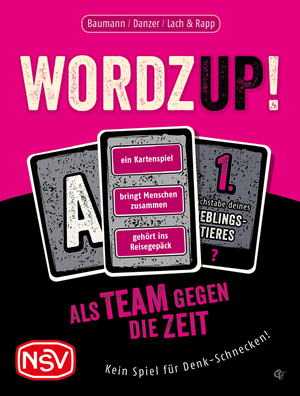 NSV - Nürnberger Spielkarten Verlag (Hrsg.). WORDZ UP! Als Team gegen die Zeit - Nichts für Denk-Schnecken :-) - Als Team gegen die Zeit/ Kein Spiel für Denk-Schnecken. Cartamundi Deutschland, 2026.
