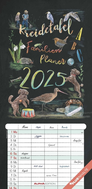 Alpha Edition (Hrsg.). Kreidetafel Familienplaner 2025 - Familienkalender 22x45 cm - 5 Spalten - Kalender mit Ferienterminen und vielen Zusatzinformationen - Wandkalender. Neumann Verlage GmbH & Co, 2024.